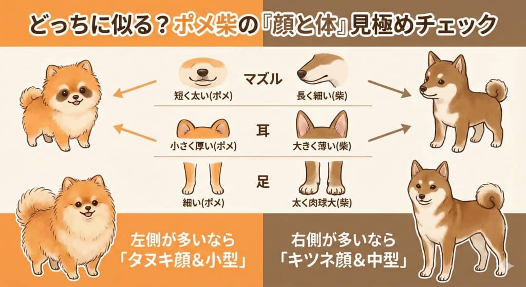 どっちに似る？ポメ柴の「顔と体」見極めチェック