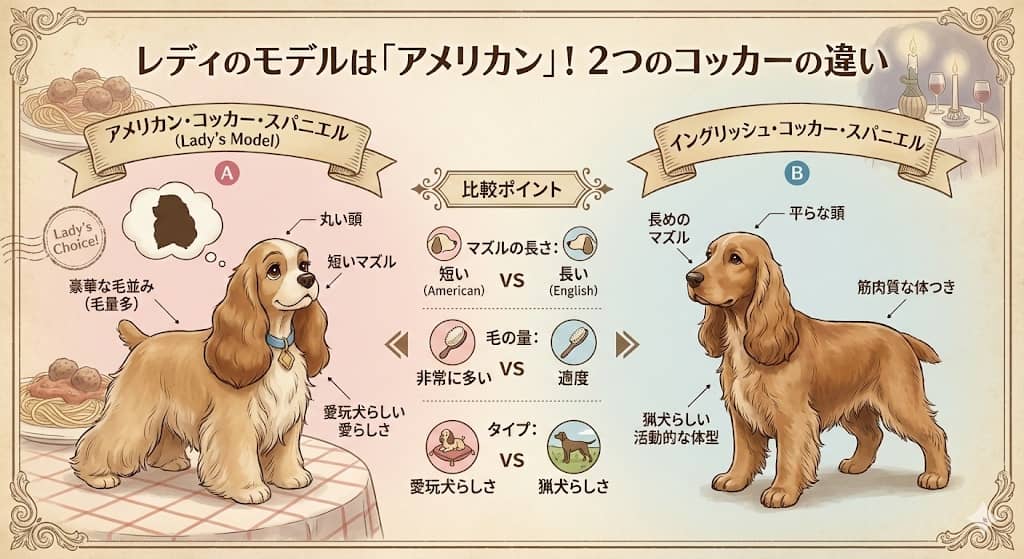 レディのモデルは「アメリカン」！2つのコッカーの違い