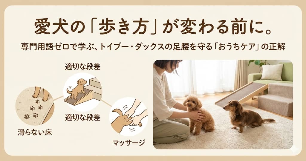 愛犬の「歩き方」が変わる前に。専門用語ゼロで学ぶ、トイプー・ダックスの足腰を守る「おうちケア」の正解