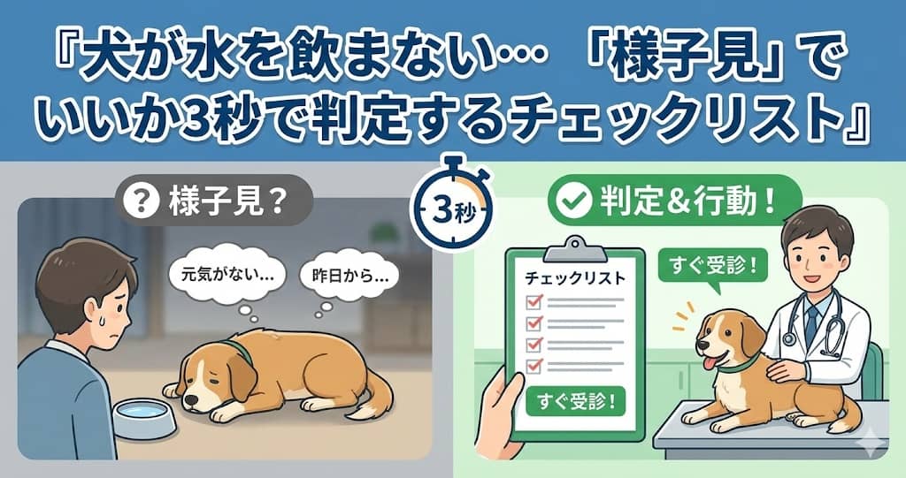 【獣医師監修】犬が水を飲まない…「様子見」でいいか3秒で判定するチェックリスト