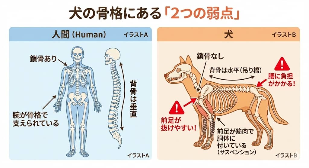 犬の骨格にある「2つの弱点」