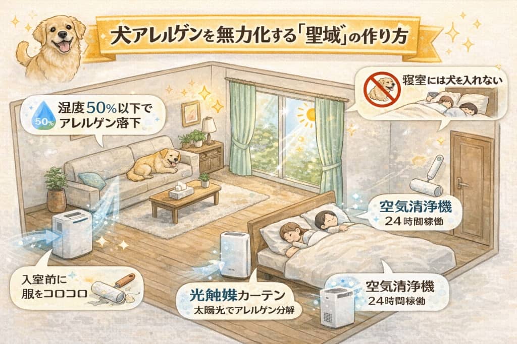 犬アレルゲンを無力化する「聖域」の作り方