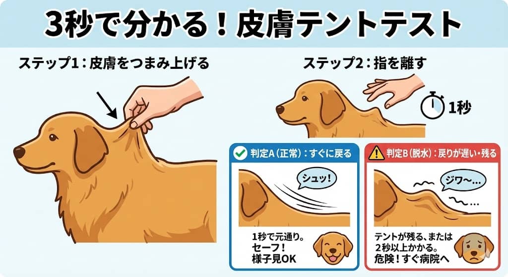 皮膚テントテストの手順と判定